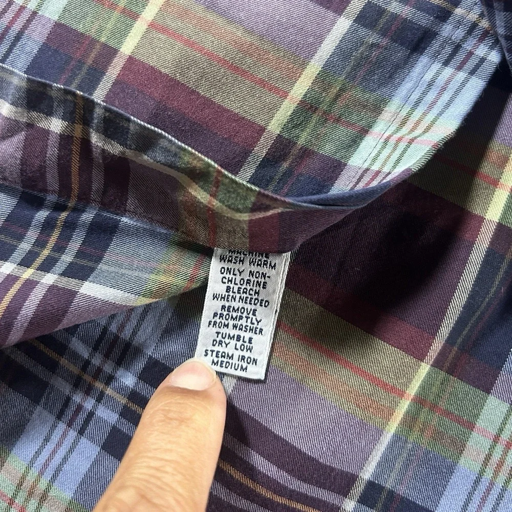 Ralph Lauren 18 XXL Classic Fit Long Sleeve Plaid Button Down Preppy Blue Pony