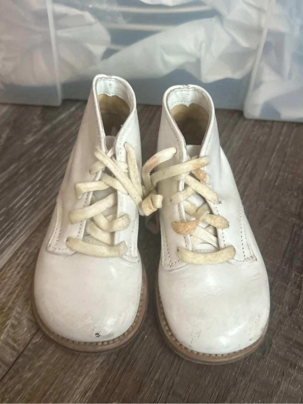 Vintage Stride Rite Leather Lace Up Baby Shoes