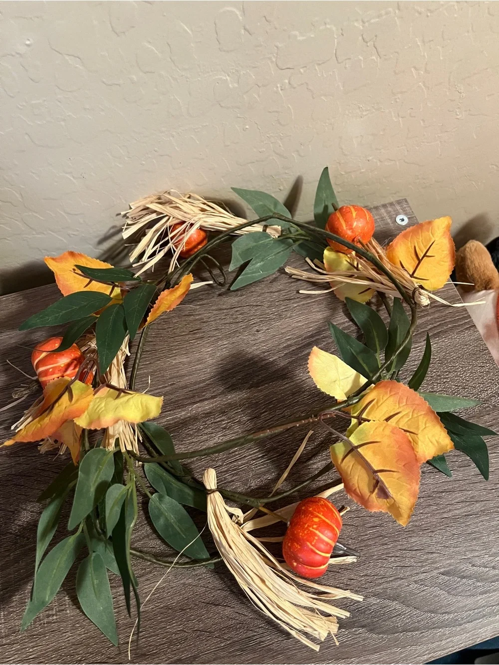 Target Bullseye Fall Garland 6’ Leaves Pumpkins Straw Thanksgiving NWOT