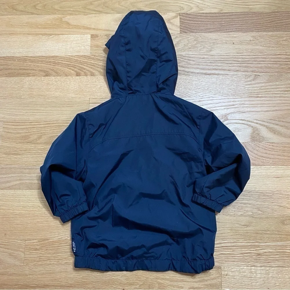 Gap Blue Jacket Sz 2 Gray Lined Spring Fall Hooded Wind Breaker Coat Kid Toddler