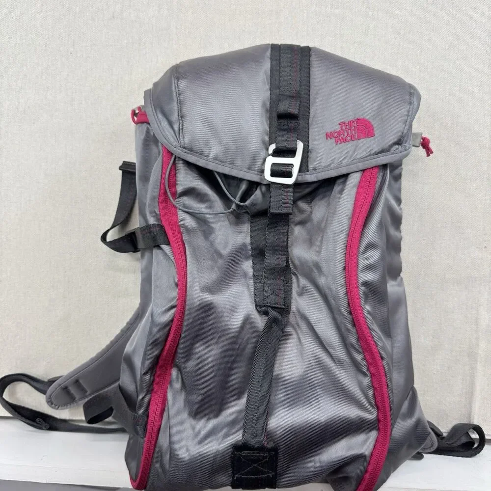 The North Face Gray Pink Daypack Backpack Laptop Hiking School Travel Unisex
