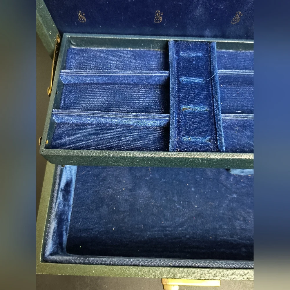 THORENS 1960' VTG Always Made In Switzerland Music Jewelry Box W/Velvet Green