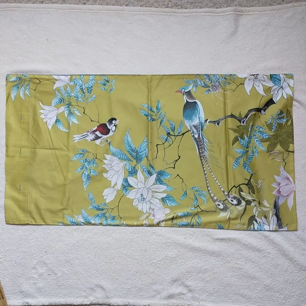 New Holsper Pillow Case Golden Birds Egyptian Cotton Satin Pair 20x37