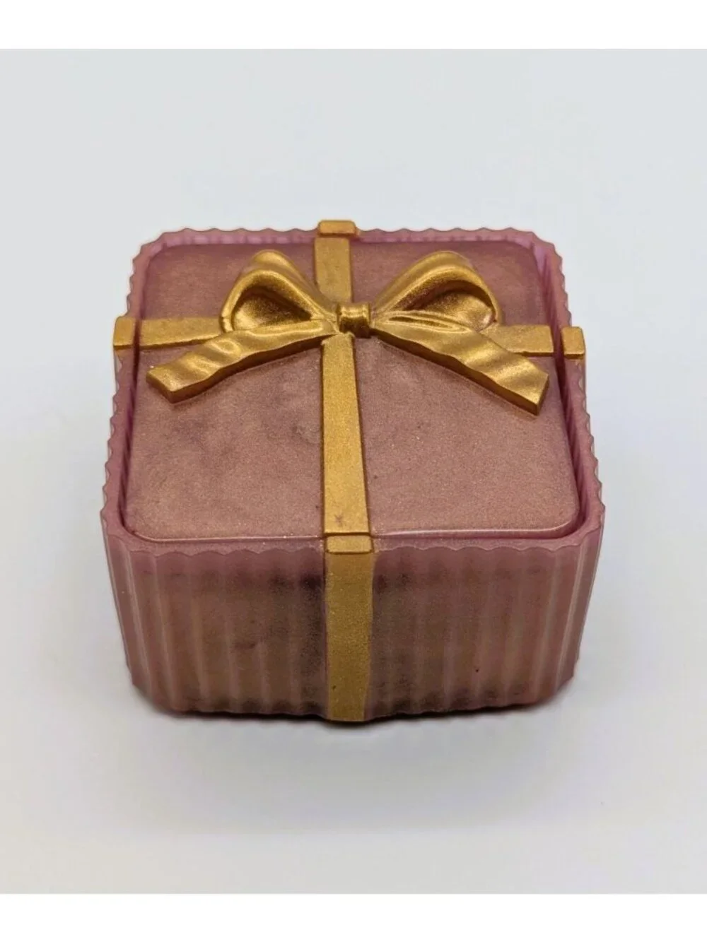 Pink & Gold Resin Gift Box With Bow Lid - Handmade Jewelry Organizer - 2.5
