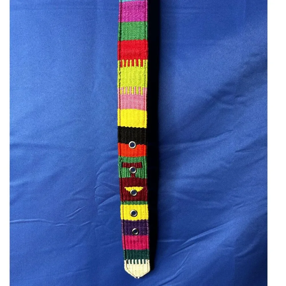 Womens Multicolor Woven Leather Belt Sz S Boho Festival Concert Aztec Southwest