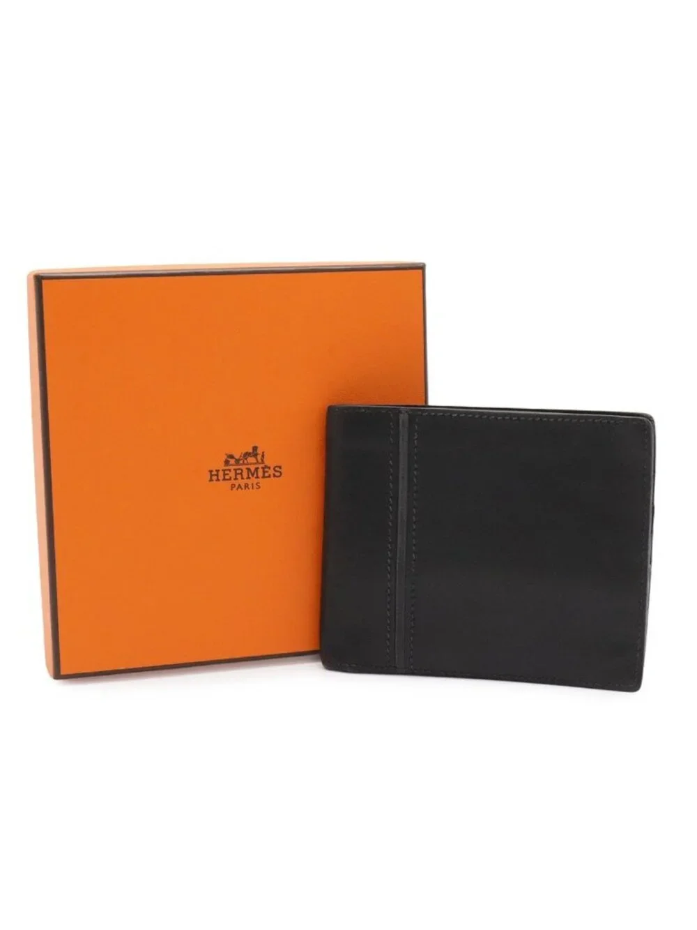 Hermes Mc2 Copernicus Bifold Billfold Wallet Leather Black