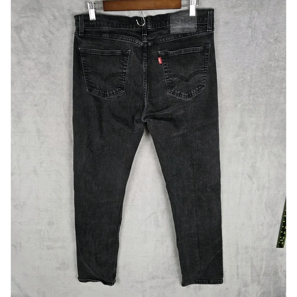Levis 505 Regular Fit Jeans‎ Mens 33x32 Washed Black Straight Leg Denim Pants