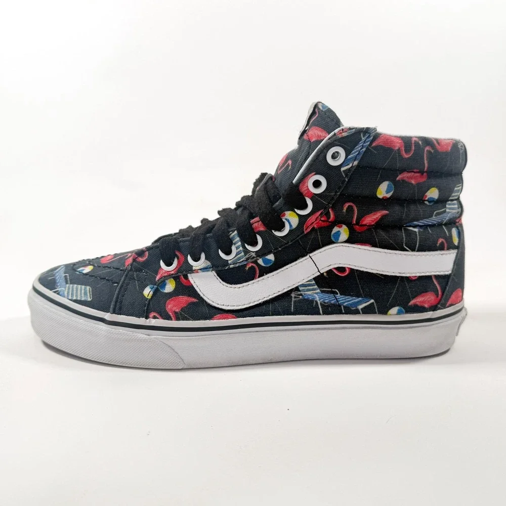Vans Authentic Hightop‎ Shoes - Sk8-Hi Flamingo Pool Party - Black - M 7.5 / W 9