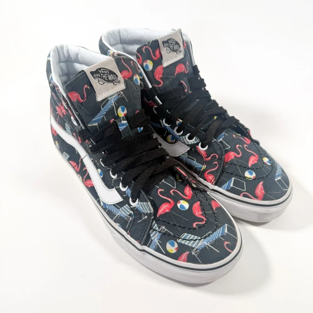 Vans Authentic Hightop‎ Shoes - Sk8-Hi Flamingo Pool Party - Black - M 7.5 / W 9