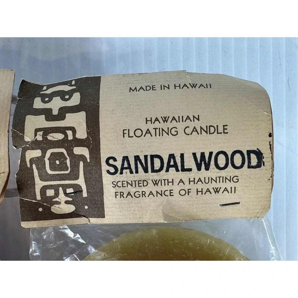 Vintage Aloha Candle Co Hawaiian Floating Candle Made Hawaii Sandalwood Pikake