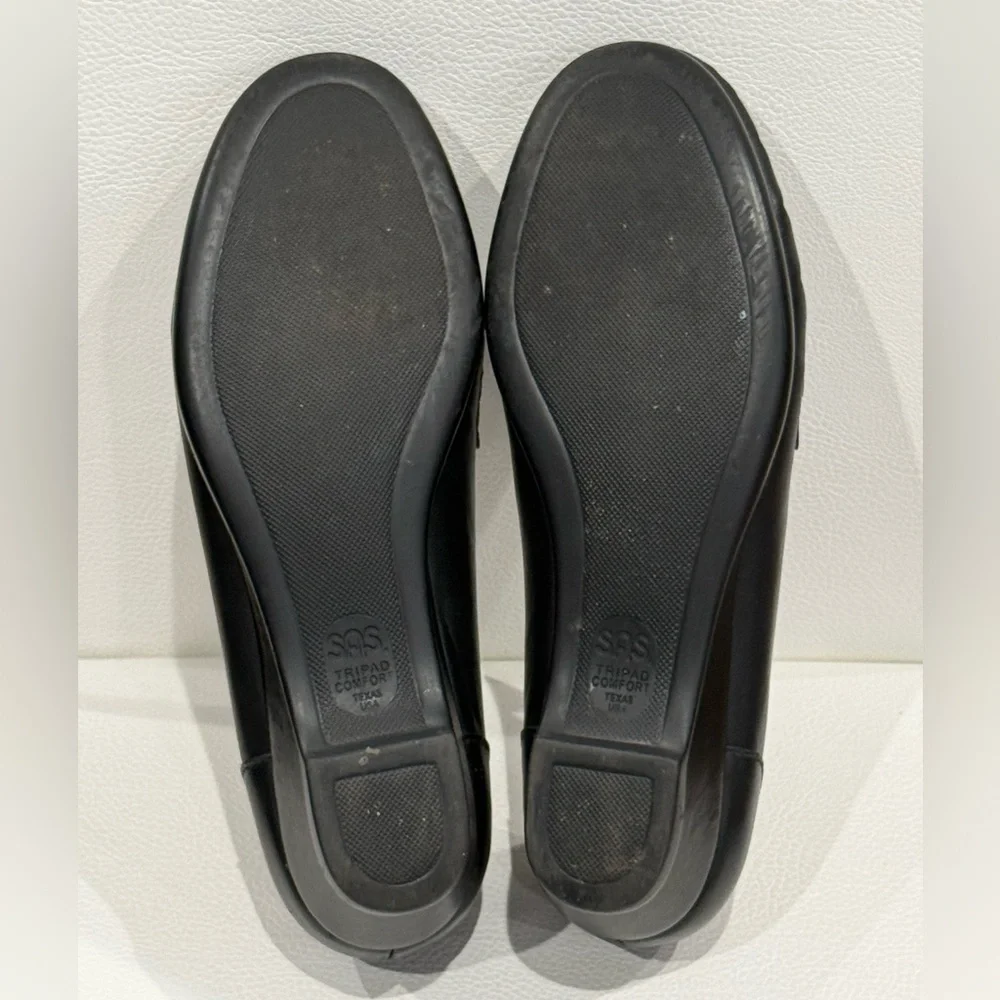 SAS Tripad Easier Slip On Wedge Black Leather Loafers Women's Size 7.5 M