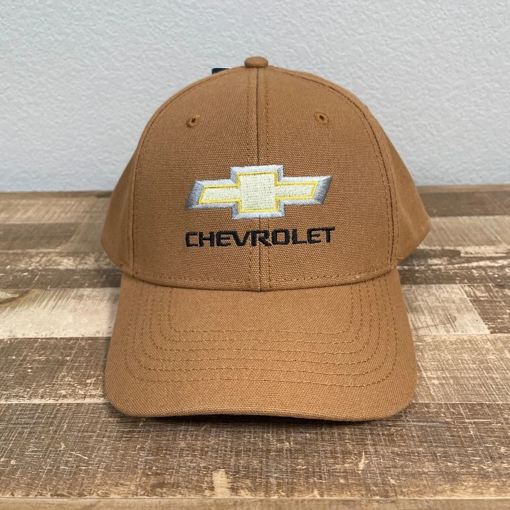 NEW Chevrolet Chevy Embroidered Snapback Hat Cap Brown‎ Canvas Adjustable OS