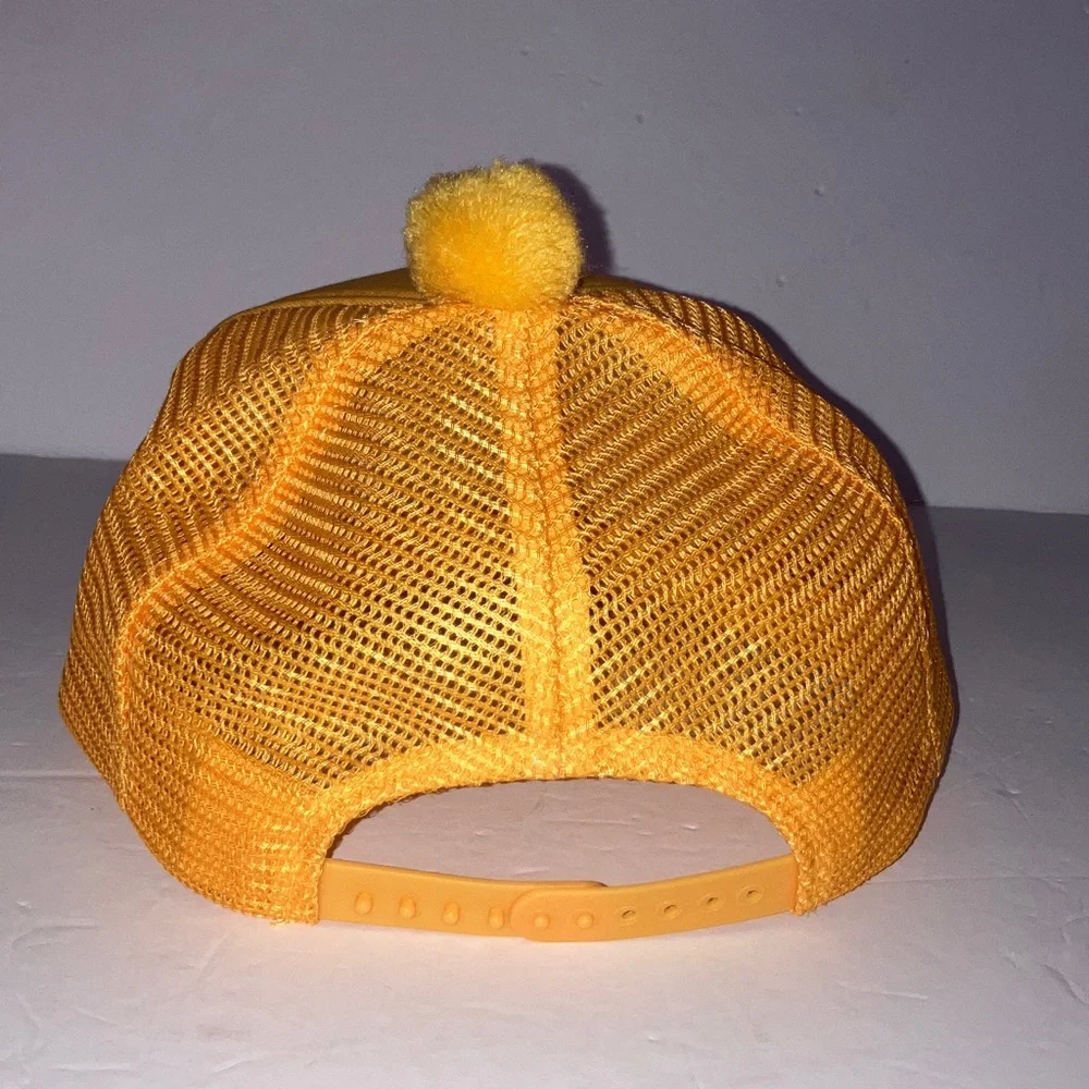 Vintage University of Wyoming Yellow Mesh Trucker Hat‎ with Pom Pom Short Visor