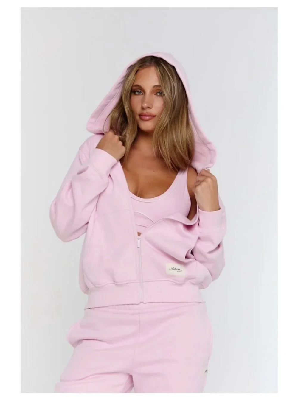 Astoria Athletics small powder pink FormFleece zip hoodie oversized athleisure
