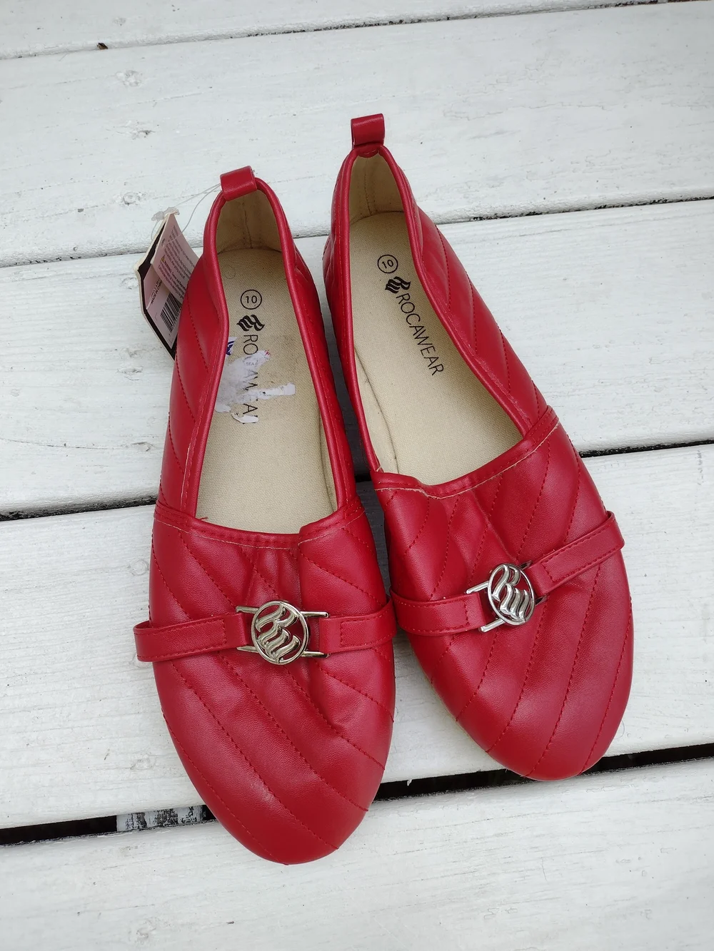 Rocawear Red Quilted Slip-On Flats with Silver Accent