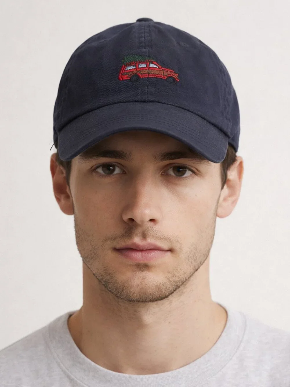 J. Crew Christmas Hat Cotton Navy Christmas Tree Truck