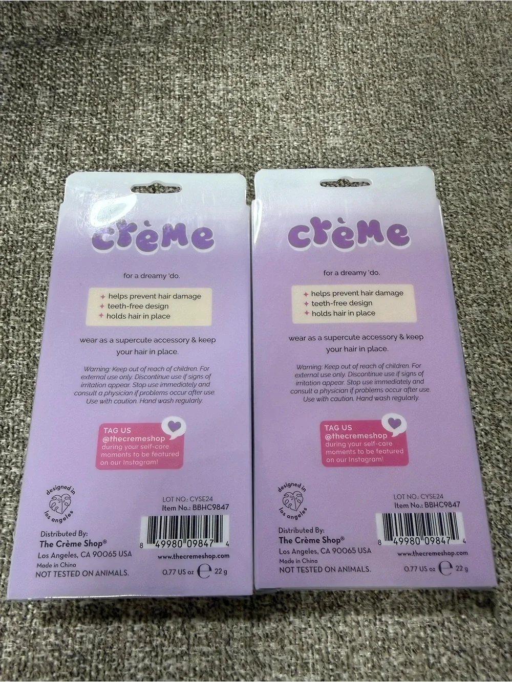 crème Beary Cute Pink & Purple Kids Hair Clips