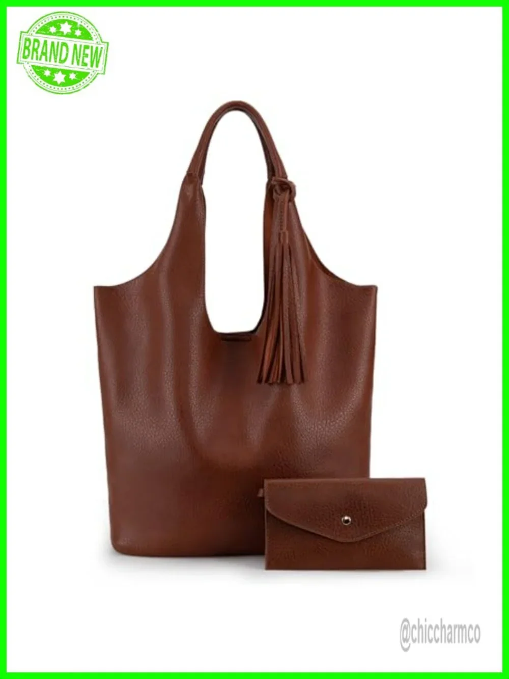 Slouchy Hobo Shoulder Bag with Tassel Vegan Leather Large Handbag
