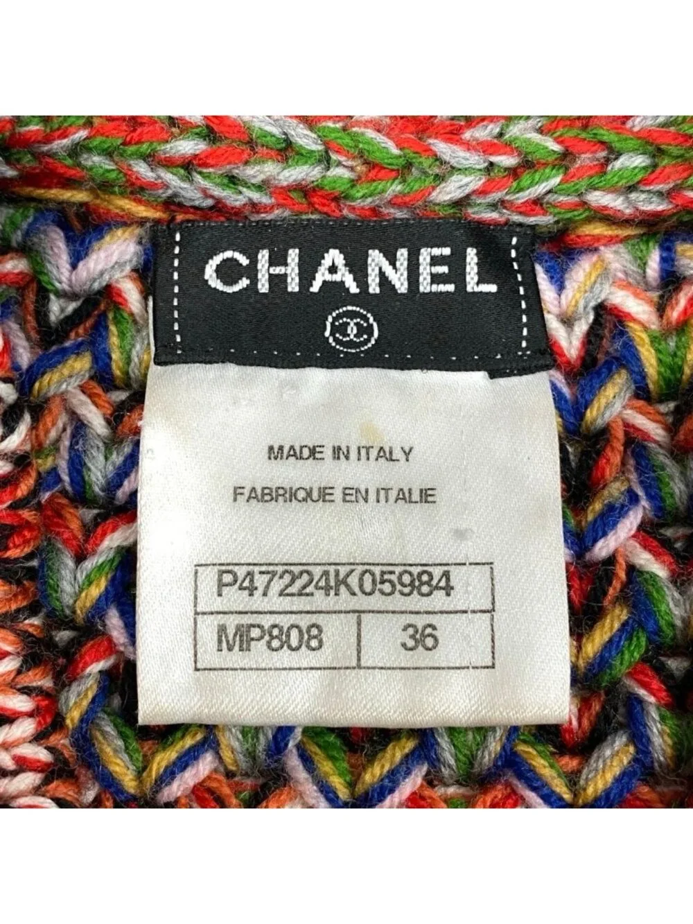 Chanel Middle Gauge Mixed Knit Sweater High Neck 34 Multicolor Wool