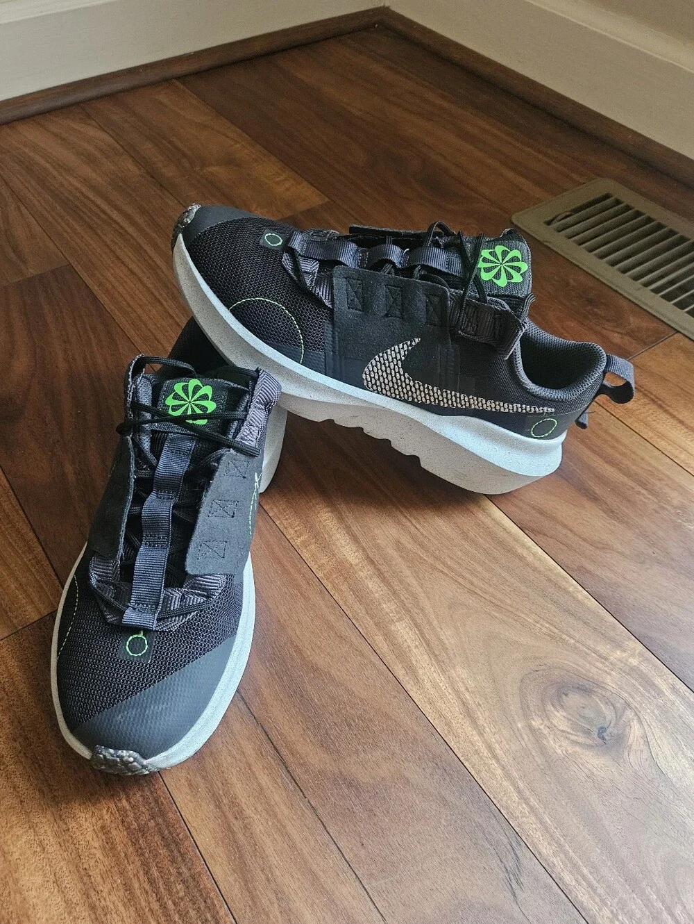 Nike Kids Black Sneakers with Neon Green Accents