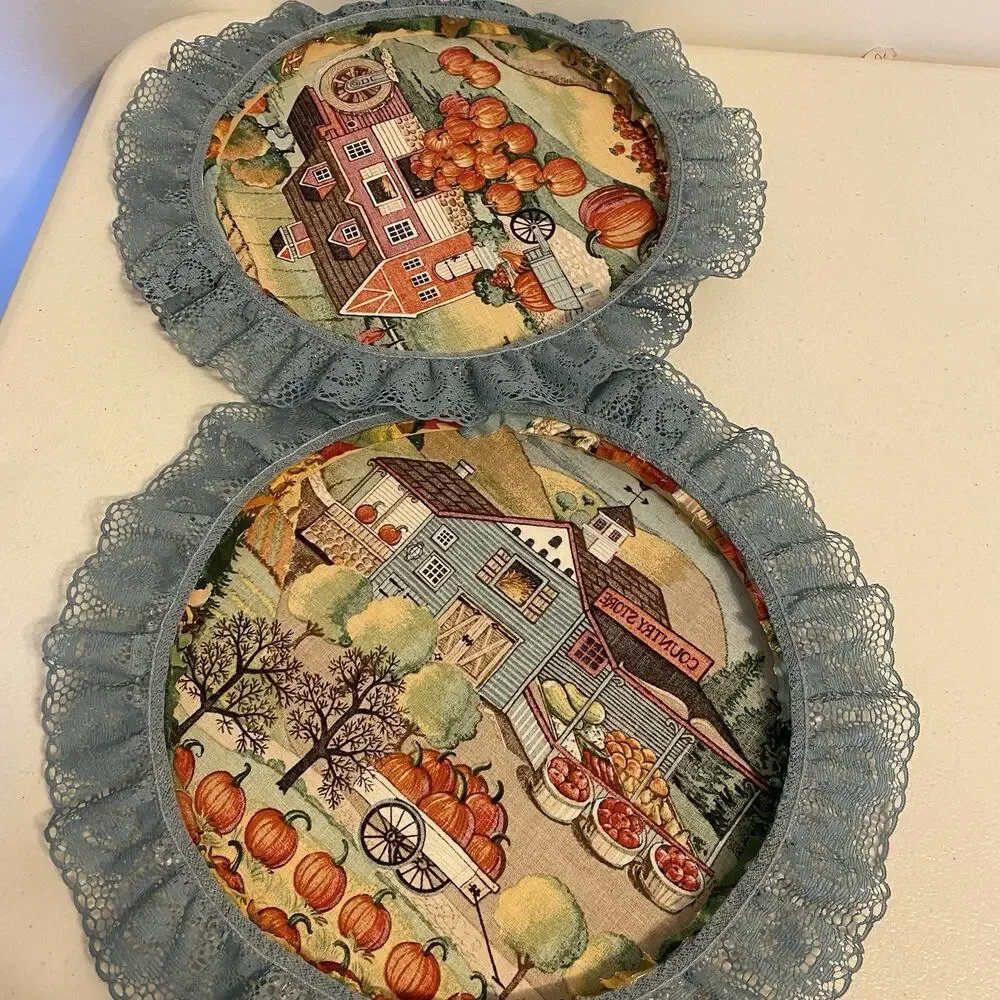 Vintage Country Store Wall Art Farmhouse Fall Season Autumn Halloween Hoop 10”
