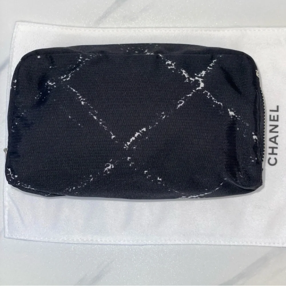 CHANEL Zipper Pouch! Traveline Nylon Print!