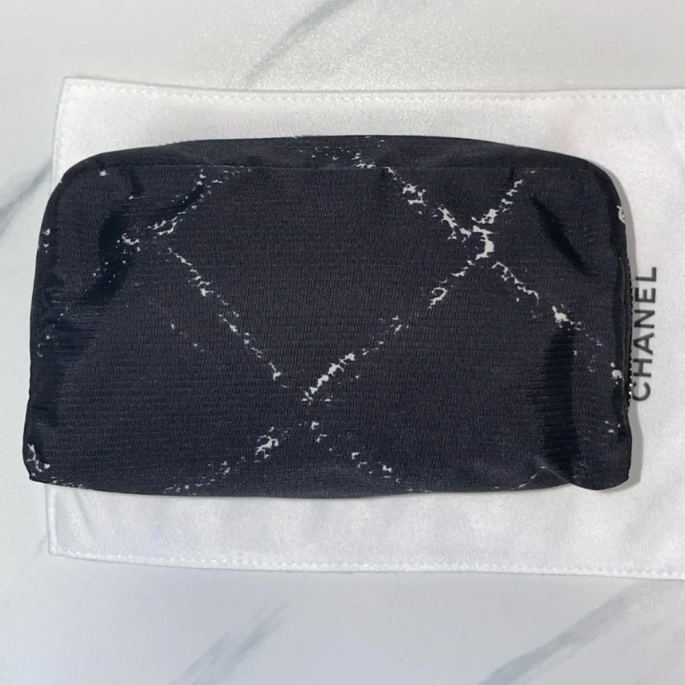CHANEL Zipper Pouch! Traveline Nylon Print!