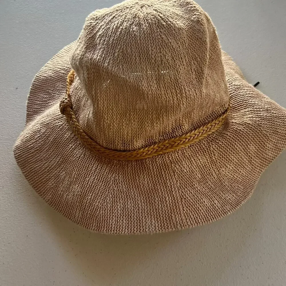 Macchia di Ruggine Sun Hat Tan Pink Large Panama Braid Band Adjustable