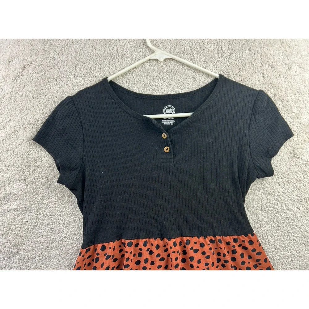 Wonder Nation Two-Tone‎ Tiered Short Sleeve Dress Black Girls XL (14-16)