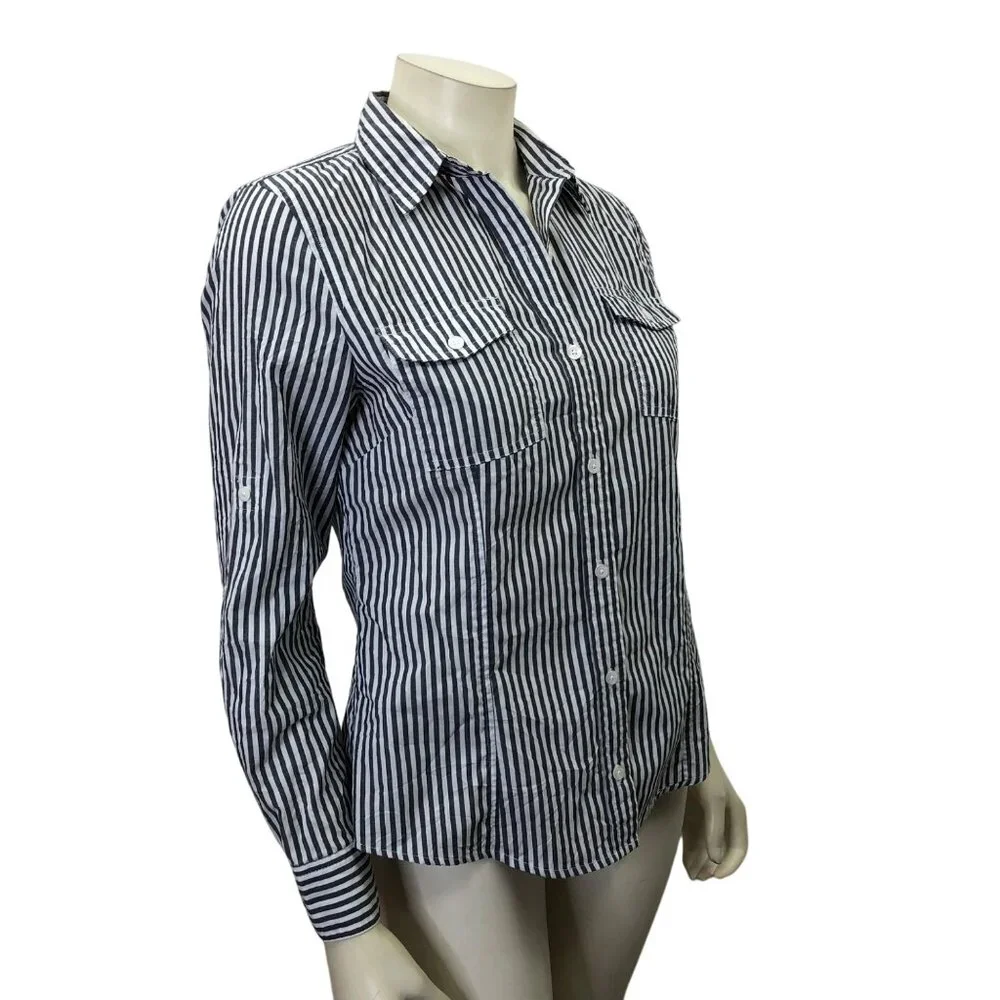 Michael‎ Kors Womens Striped Button-Down Shirt With Pockets Size P/M