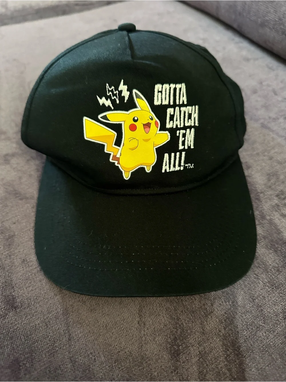 Pokemon Black Cap with Yellow Pikachu Patch