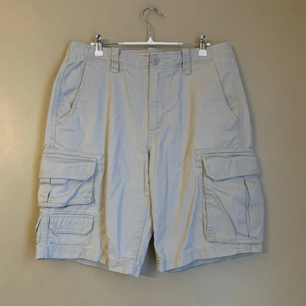 Eddie Bauer Shorts Mens 33 Beige Cargo Pockets utility Hiking Outdoor Y2k