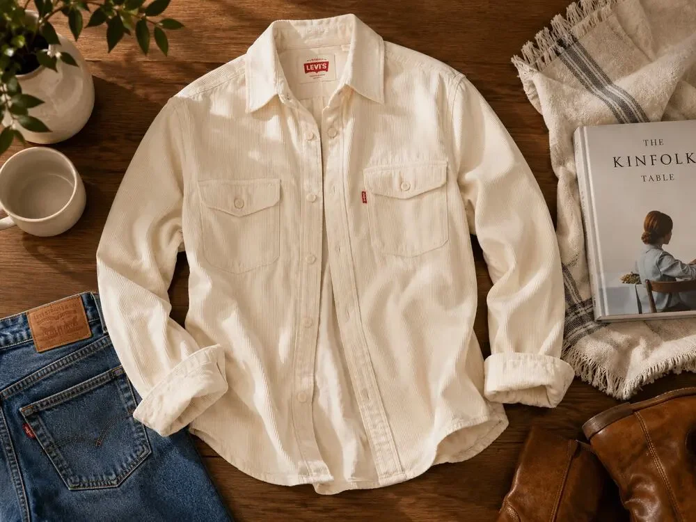 Levi's Standard Corduroy Overshirt | Stone Beige Button-Up | XL ✨