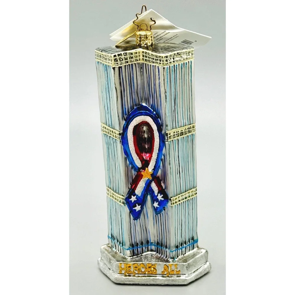 Christopher Radko HEROES ALL 9/11 Twin Towers NYC Glass Ornament Anniversary