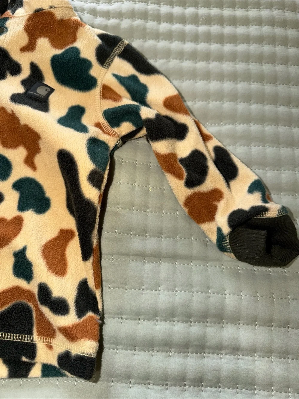 Carhartt Pullover Boys 18M Duck Camo Fleece 1/4 Zip Mock Neck Logo Sweatshirt