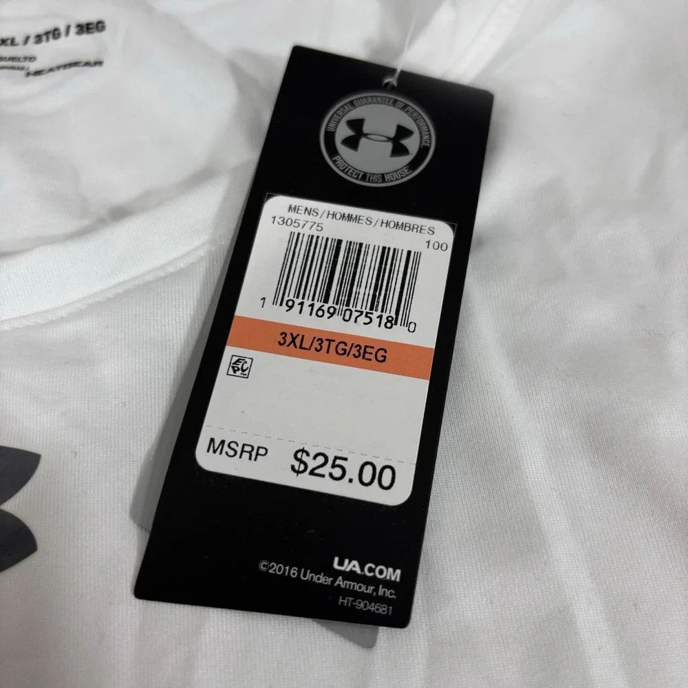 NWT! Men's Under Armour HeatGear SS Locker Room Tee 2.0 #1305775 White Sz 3XL