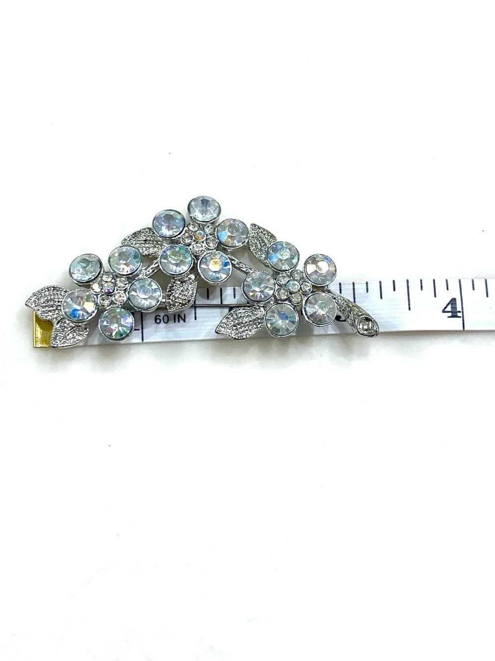 Jaclyn Smith Silver Floral Aurora Crystal Leaf Brooch