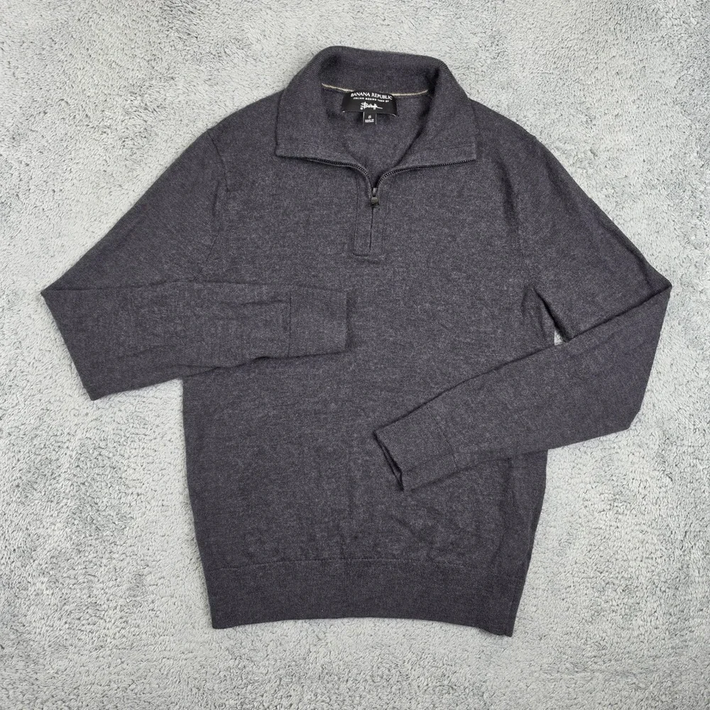 Banana Republic Quarter Zip Sweater Mens S Lot of 2 Italian Merino Wool Baruffa
