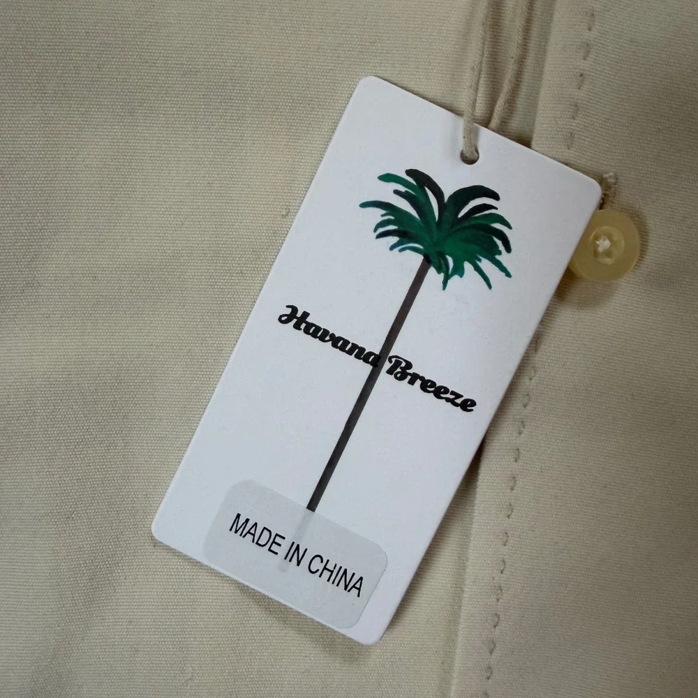 NWT Havana Breeze Aloha Hawaiian Shirt 100% Silk Cream Hula Girl Christmas XXL‎