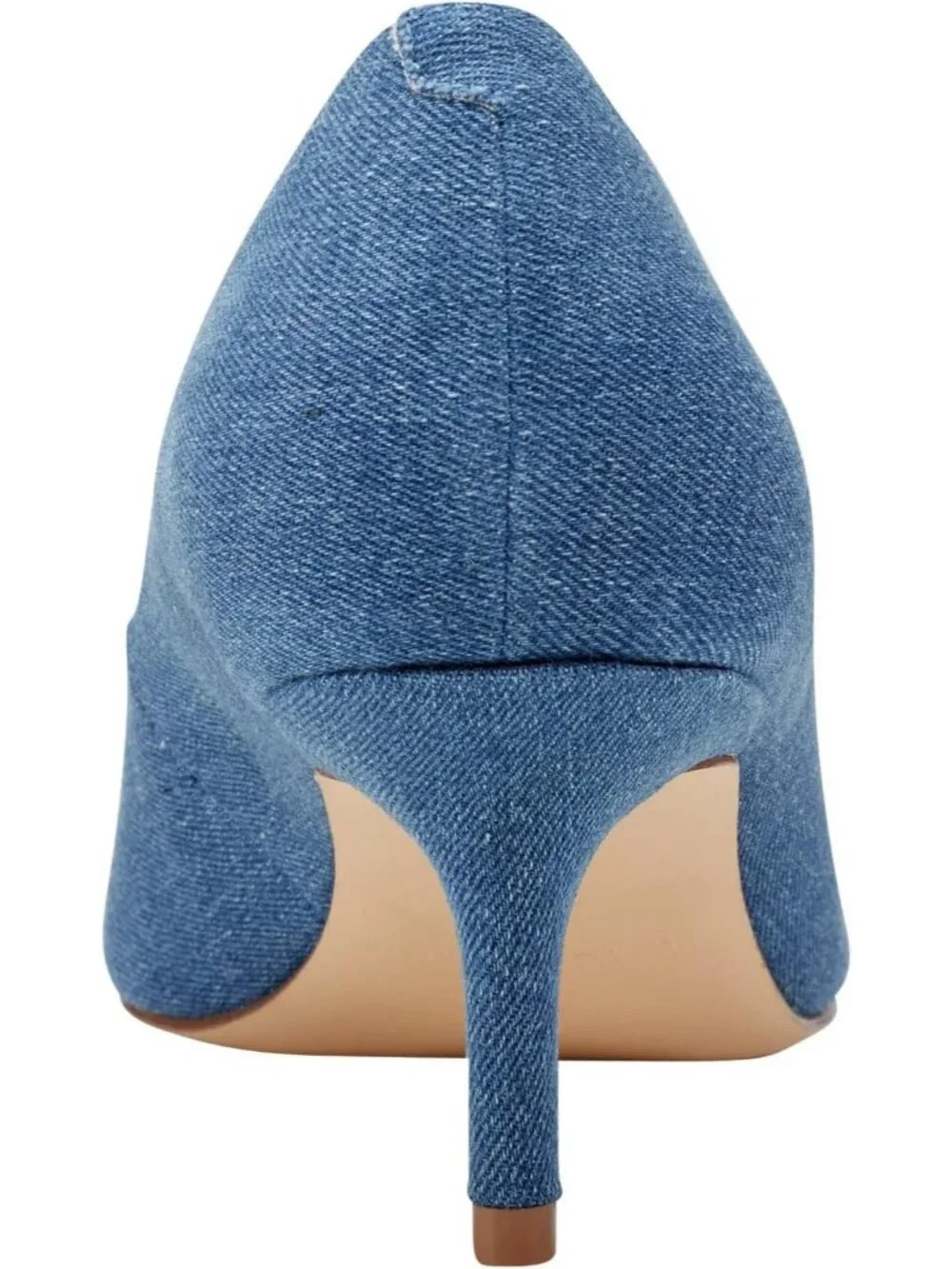 Women Blue Denim Modern Pointed Toe Alola Dress Casual Pumps Pull On Heel Shoes
