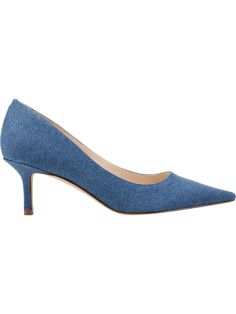 Women Blue Denim Modern Pointed Toe Alola Dress Casual Pumps Pull On Heel Shoes