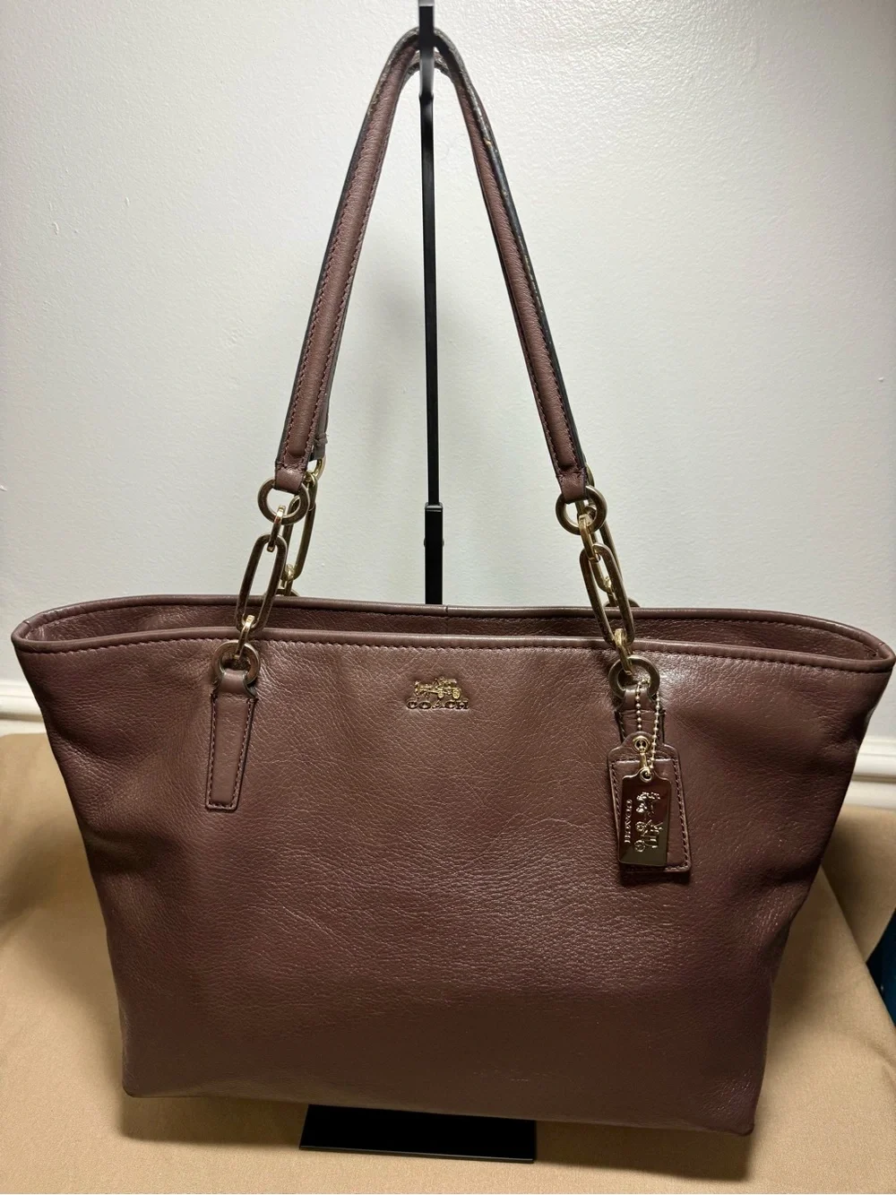 Coach Madison Genuine Leather Tote Bag – Metallic Gold/Taupe (G1821-26805)
