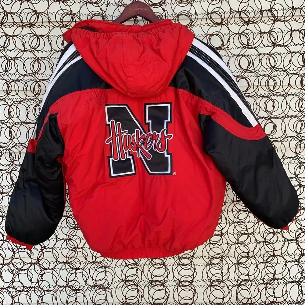 Vintage SIGNED Nebraska Huskers Starter Jacket Black Red College