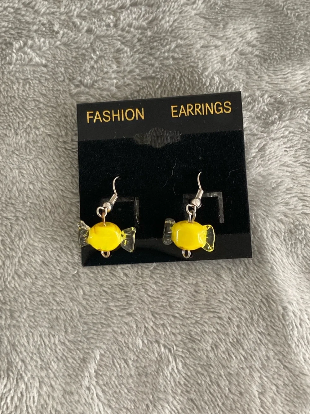 Yellow glass candy beaded earrings