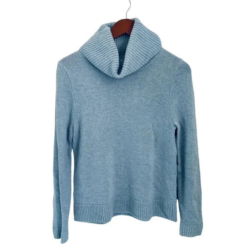 J.CREW Knitted Sweater Light Blue Cow-Neck Light Blue Wool Blend Size Small