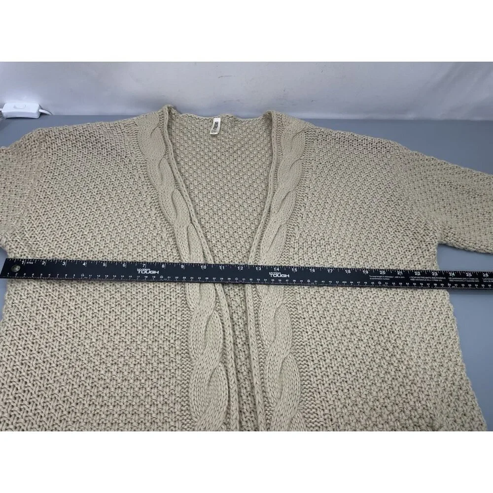 Grecerelle Open Front Cardigan Sweater Chunky Knit Pockets Tunic Tan Womens 2XL