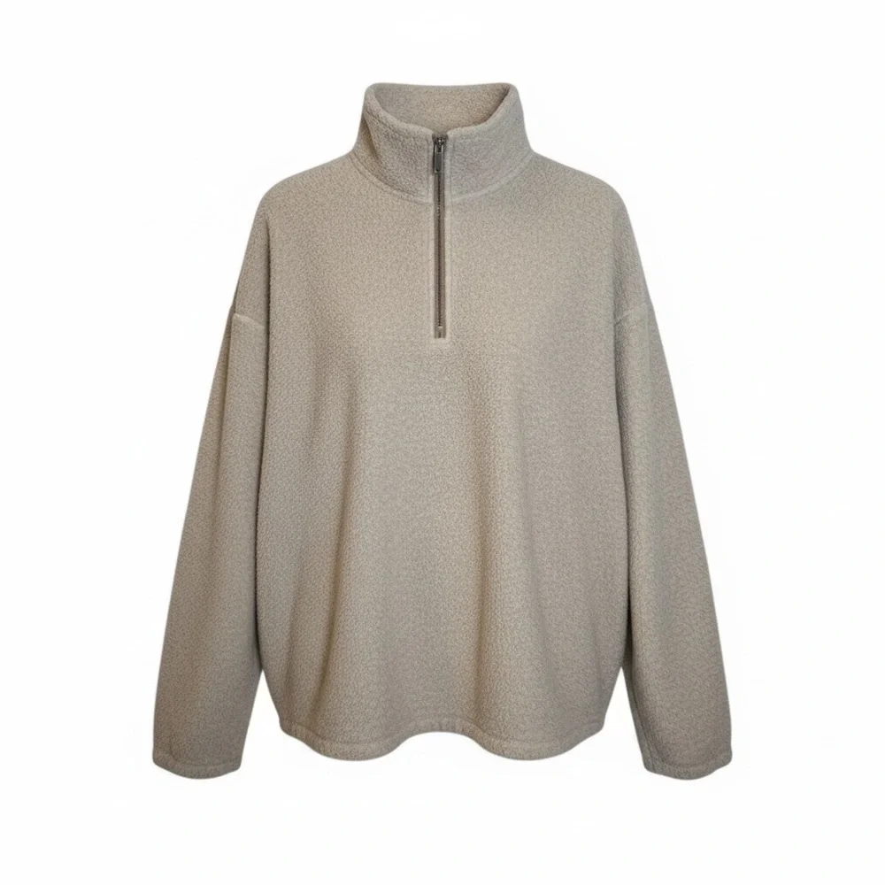 Babaton Oatmeal Wool Blend Half Zip Oversized Sweater Cozy Aritzia Small