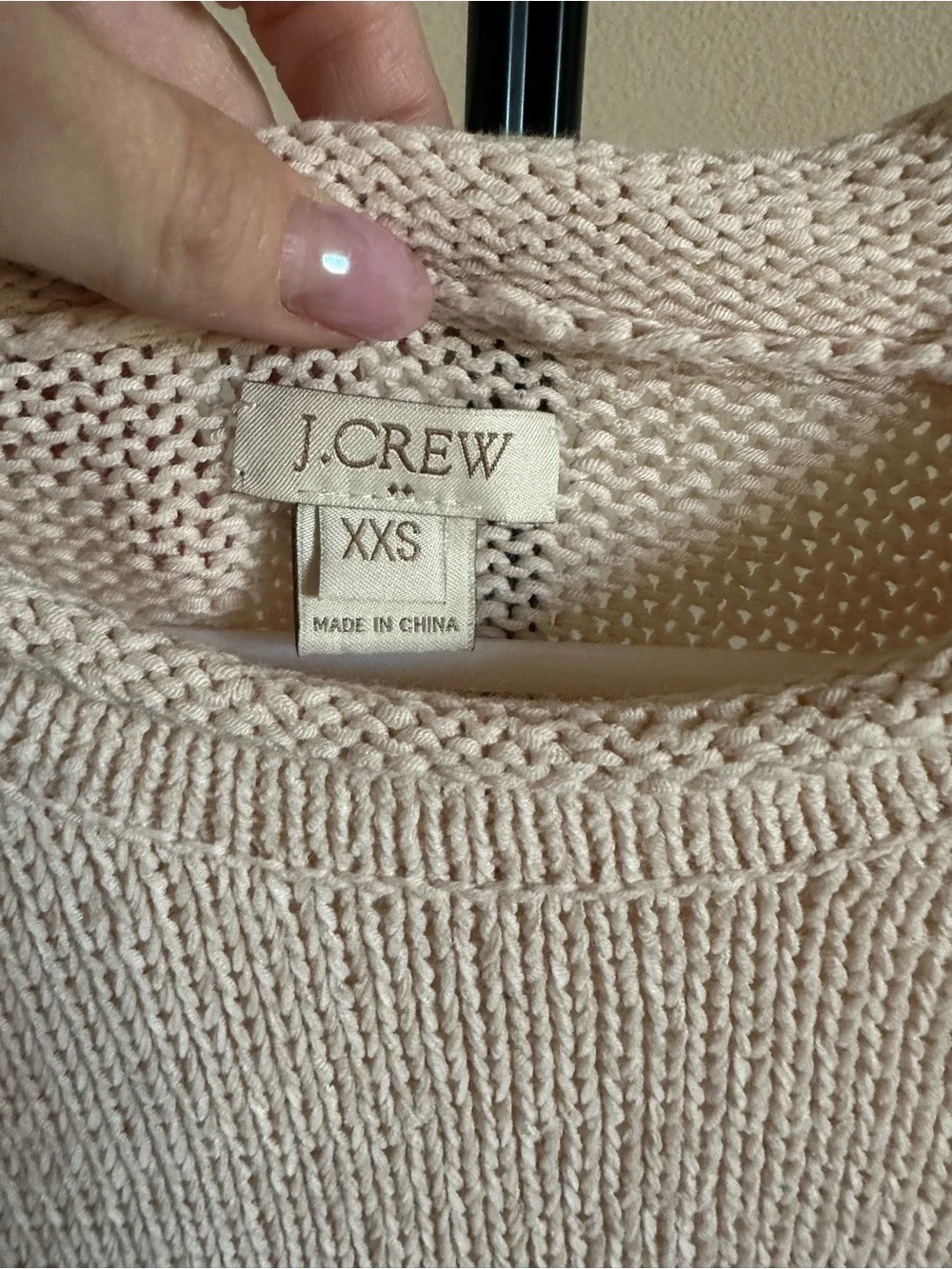 J. Crew Cream Openwork Knit Crewneck Sweater