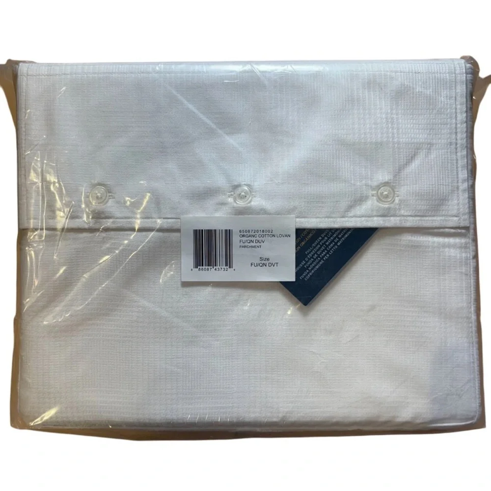 Ralph Lauren Lovan Jacquard Duvet Cover Full/Queen Parchment Organic Cotton NEW