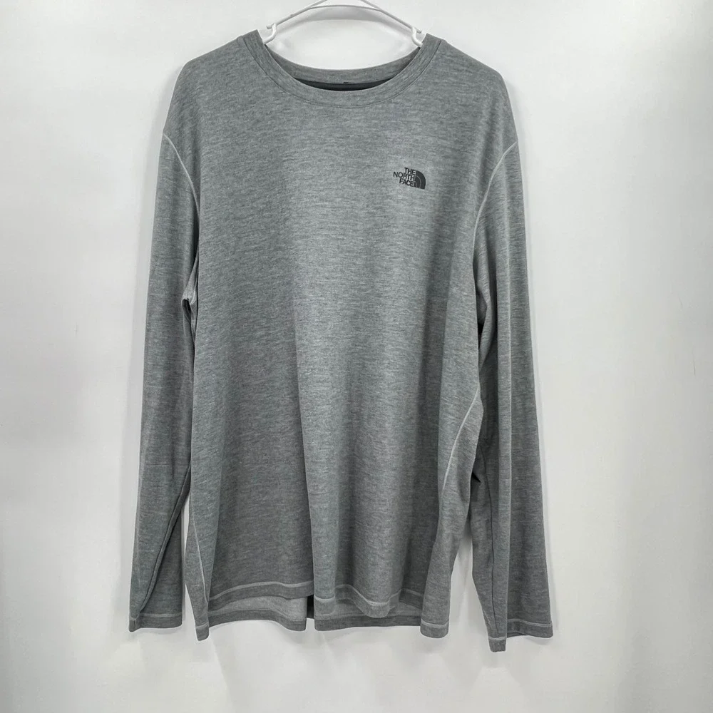 The‎ North Face XXL Long Sleeve Shirt Mens Grey FlashDry Heathered Activewear